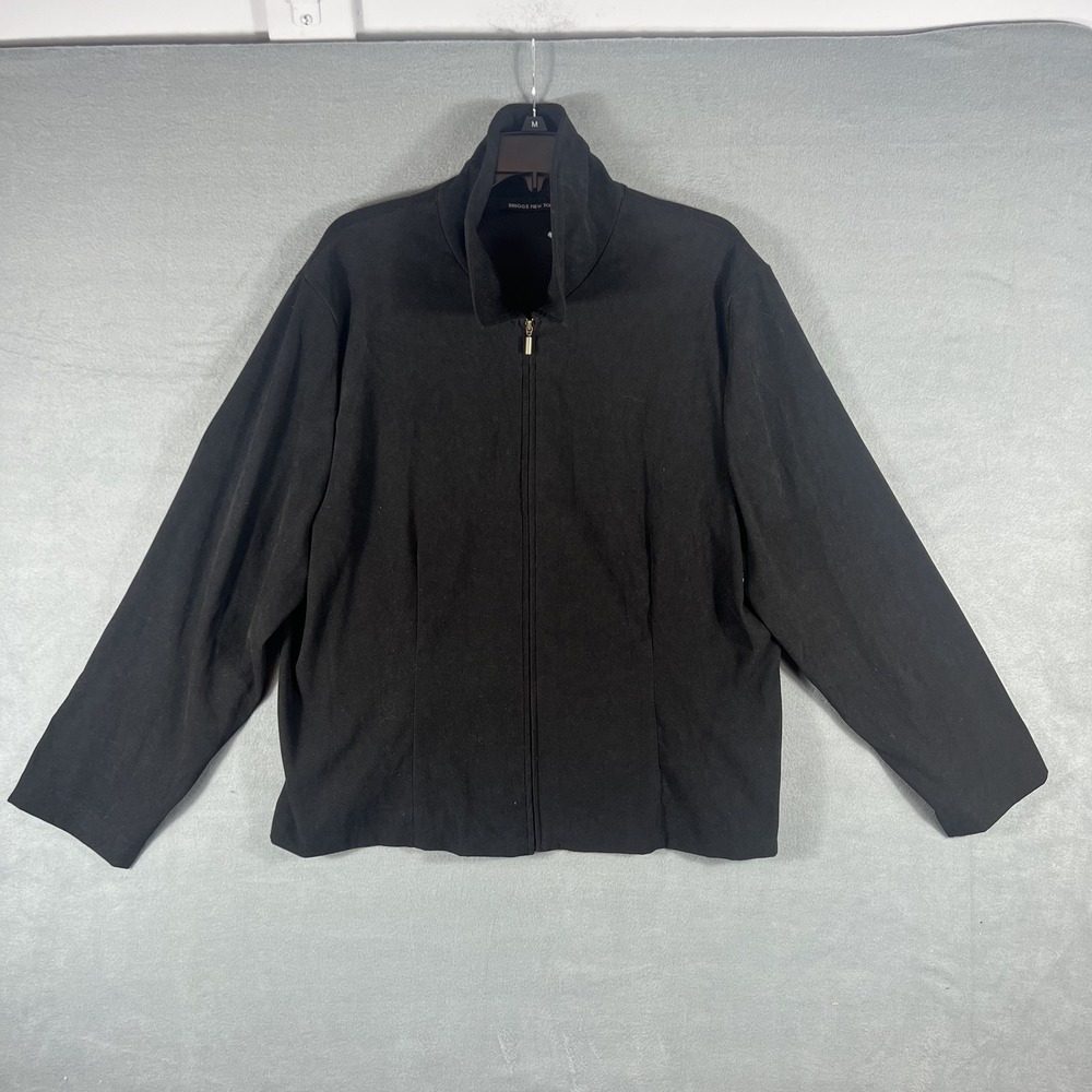Briggs New York Women's Black Full Zip Jacket Plus Size 18W Stand Collar - Picture 1 of 6